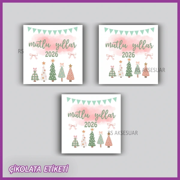 35 Adet - Yılbaşı Çikolata İsim Etiketi - Sticker