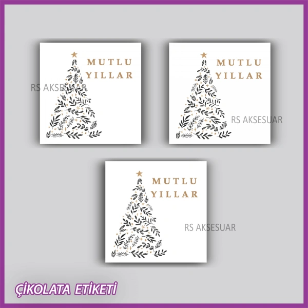 48 Adet - Yılbaşı Çikolata İsim Etiketi - Sticker