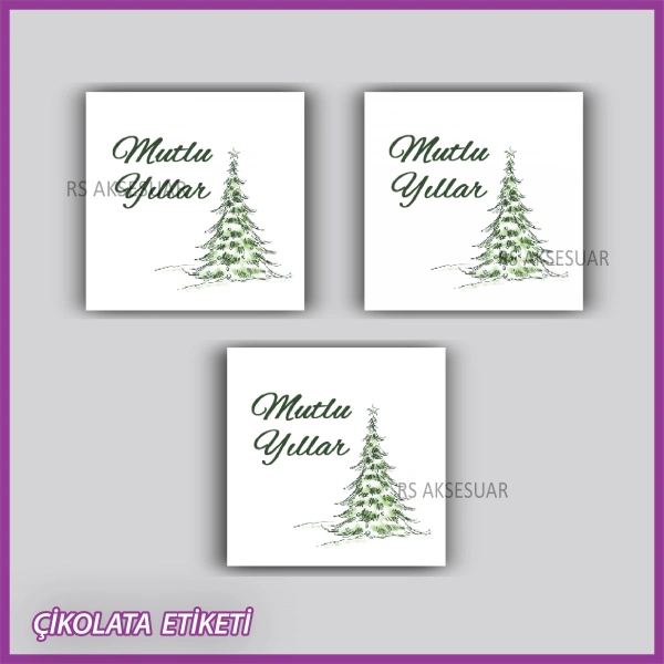 48 Adet - Yılbaşı Çikolata İsim Etiketi - Sticker