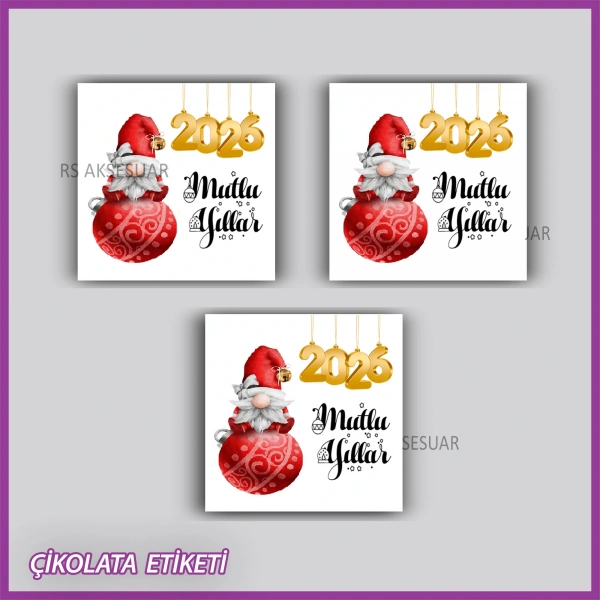 35 Adet - Yılbaşı Çikolata İsim Etiketi - Sticker