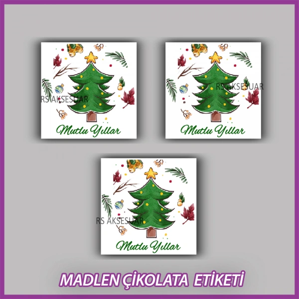 48 Adet - Yılbaşı Çikolata İsim Etiketi - Sticker