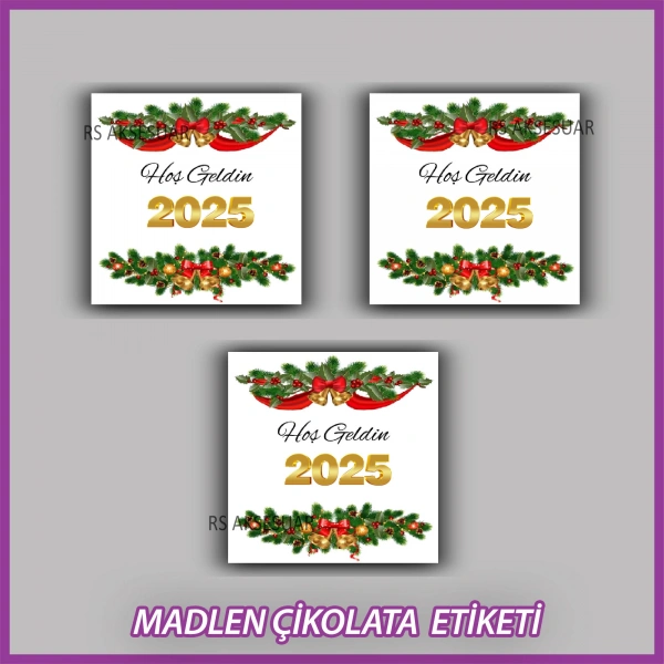 48 Adet - Yılbaşı Çikolata İsim Etiketi - Sticker