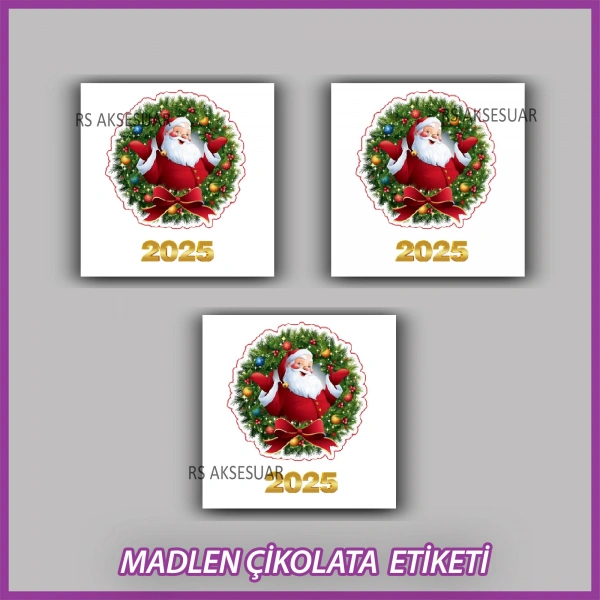 48 Adet - Yılbaşı Çikolata İsim Etiketi - Sticker