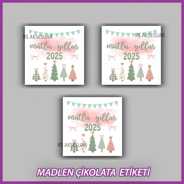 48 Adet - Yılbaşı Çikolata İsim Etiketi - Sticker