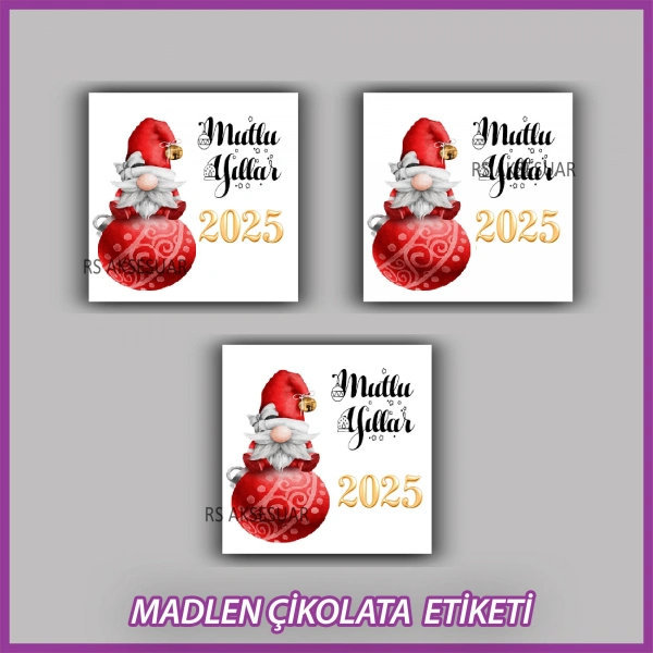 48 Adet - Yılbaşı Çikolata İsim Etiketi - Sticker