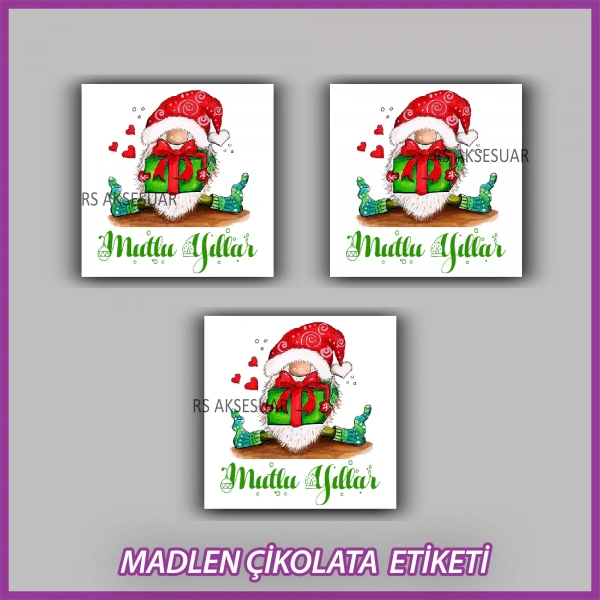 48 Adet - Yılbaşı Çikolata İsim Etiketi - Sticker