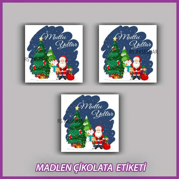 48 Adet - Yılbaşı Çikolata İsim Etiketi - Sticker