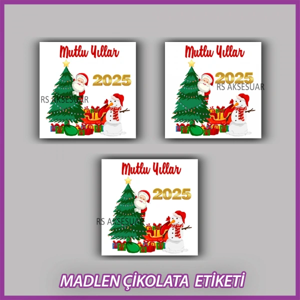 48 Adet - Yılbaşı Çikolata İsim Etiketi - Sticker