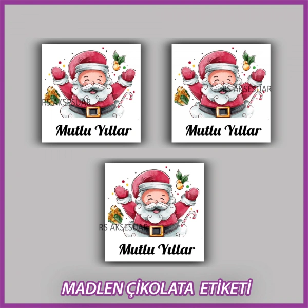 48 Adet - Yılbaşı Çikolata İsim Etiketi - Sticker