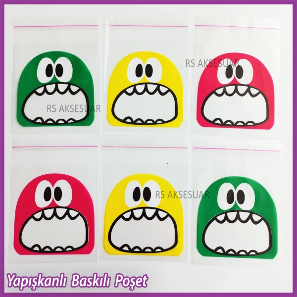 45 adet Baskılı yapışkanlı jelatin poşet - 10x15 cm (Gıdaya uygundur)