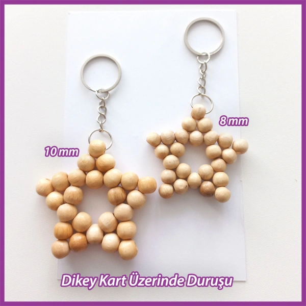 100gr 8mm Ahşap Boncuk- BEBE PEMBE - Yıldız anahtarlık yapımı için...