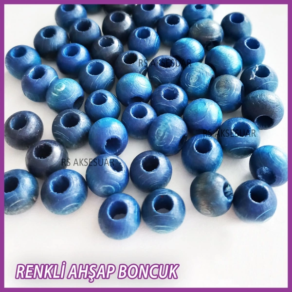 100gr 10mm Ahşap Boncuk- LACİVERT - Yıldız anahtarlık yapımı için...