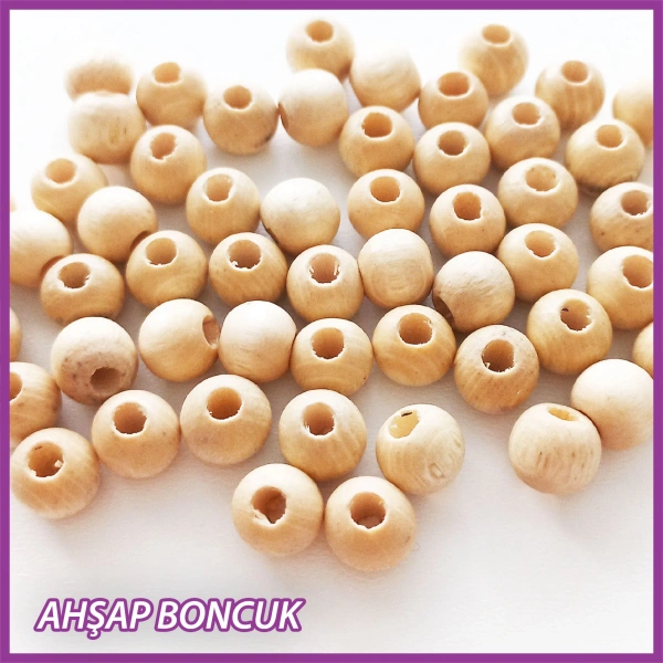 100gr 8mm Ahşap Boncuk- NATURAL - Yıldız anahtarlık yapımı için...