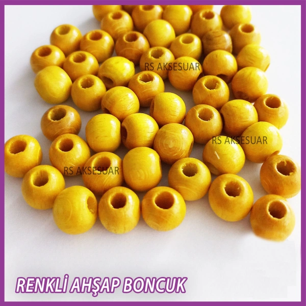 100gr 8mm Ahşap Boncuk- SARI - Yıldız anahtarlık yapımı için...