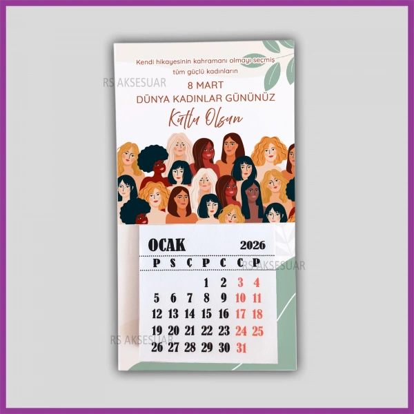 Magnetli Mini Takvim - 8 Mart Kadınlar Günü Hediyelik - KH6300