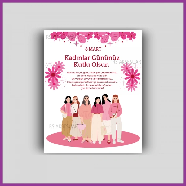 8 Mart Kadınlar Günü Hediyelik Küpe ve Bileklik Kartı - KH6302