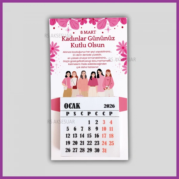 Magnetli Mini Takvim - 8 Mart Kadınlar Günü Hediyelik - KH603