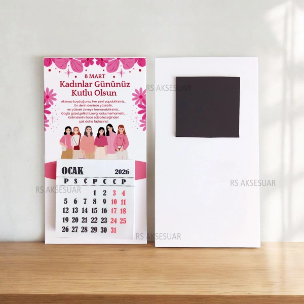 Magnetli Mini Takvim - 8 Mart Kadınlar Günü Hediyelik - KH603