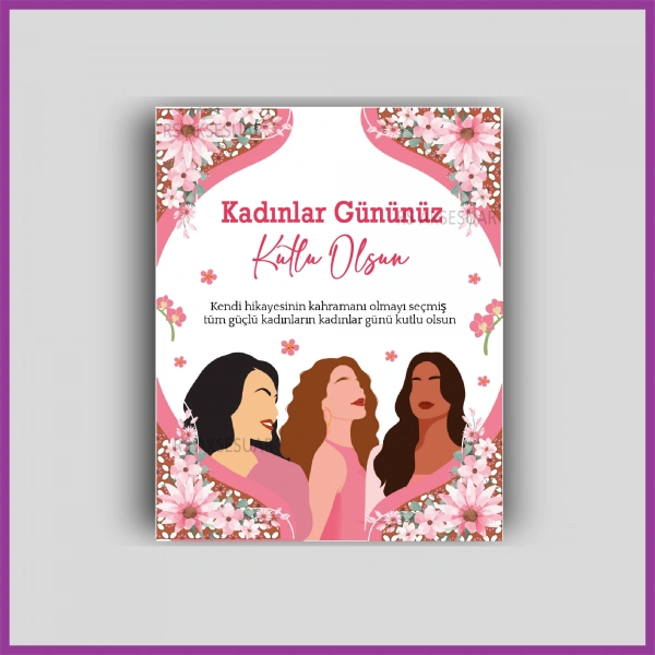 8 Mart Kadınlar Günü Hediyelik Küpe ve Bileklik Kartı - KH6304