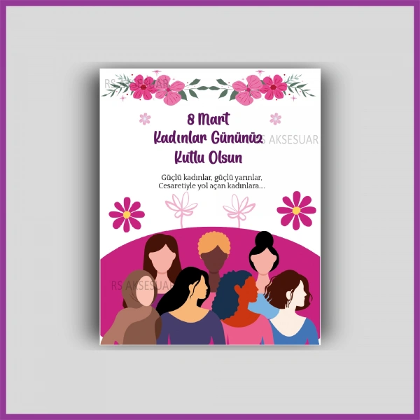 8 Mart Kadınlar Günü Hediyelik Küpe ve Bileklik Kartı - KH6306
