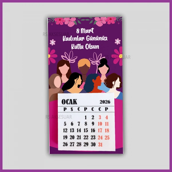 Magnetli Mini Takvim - 8 Mart Kadınlar Günü Hediyelik - KH607