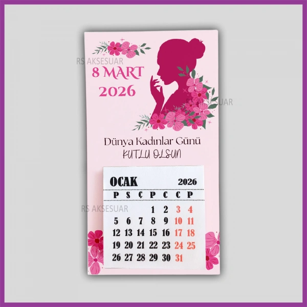 Magnetli Mini Takvim - 8 Mart Kadınlar Günü Hediyelik - KH609