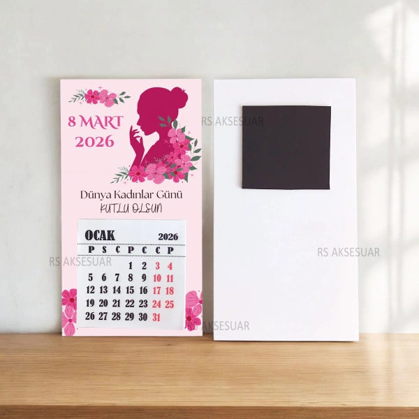 Magnetli Mini Takvim - 8 Mart Kadınlar Günü Hediyelik - KH609
