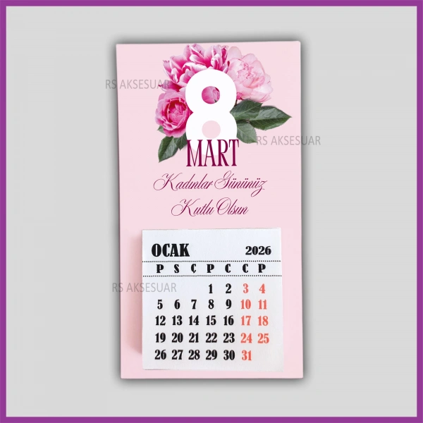 Magnetli Mini Takvim - 8 Mart Kadınlar Günü Hediyelik - KH611