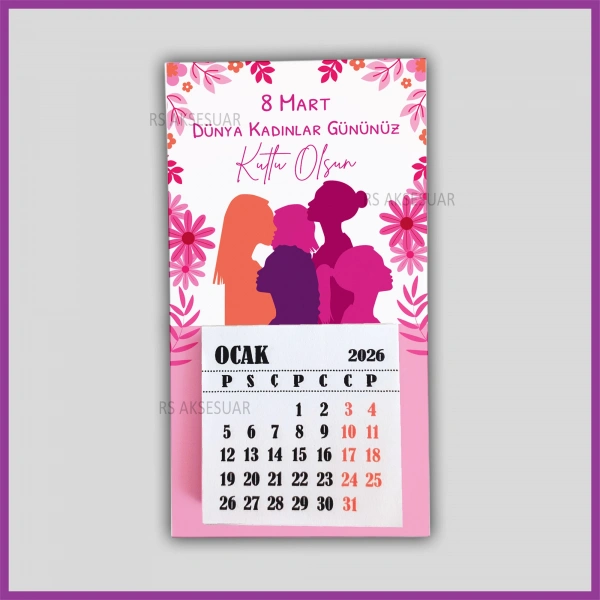 Magnetli Mini Takvim - 8 Mart Kadınlar Günü Hediyelik - KH615
