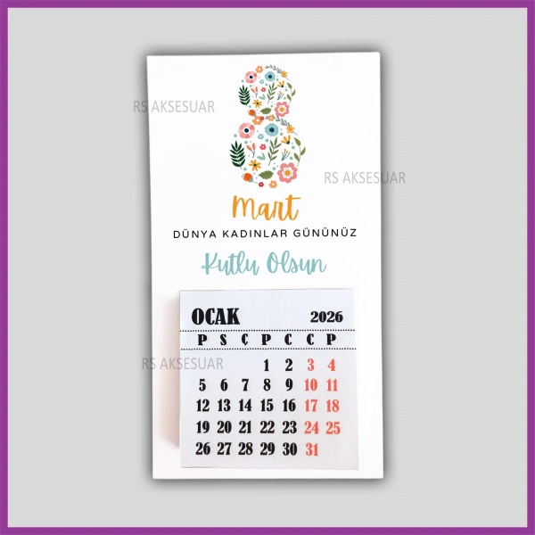 Magnetli Mini Takvim - 8 Mart Kadınlar Günü Hediyelik - KH618