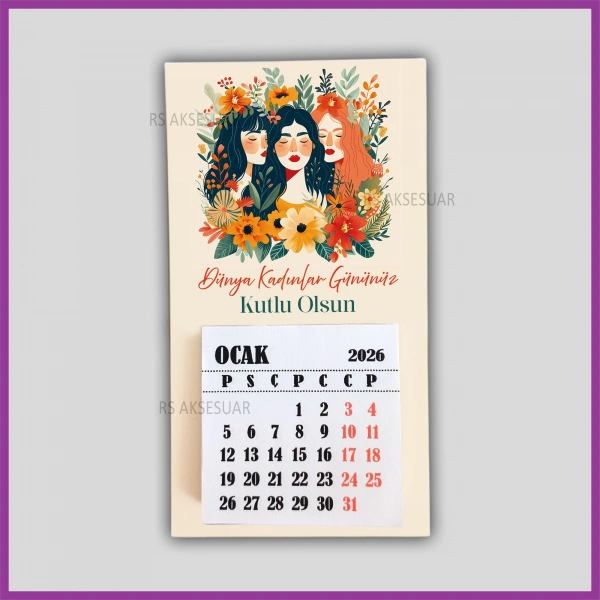 Magnetli Mini Takvim - 8 Mart Kadınlar Günü Hediyelik - KH619