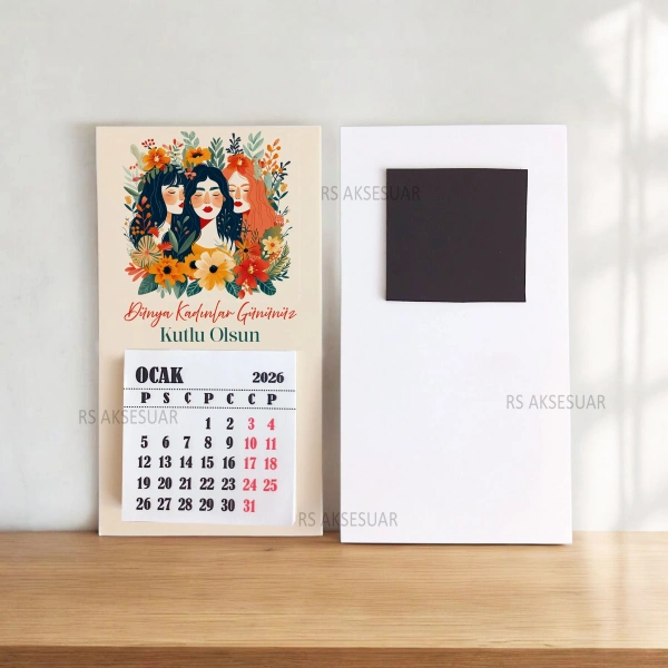 Magnetli Mini Takvim - 8 Mart Kadınlar Günü Hediyelik - KH619