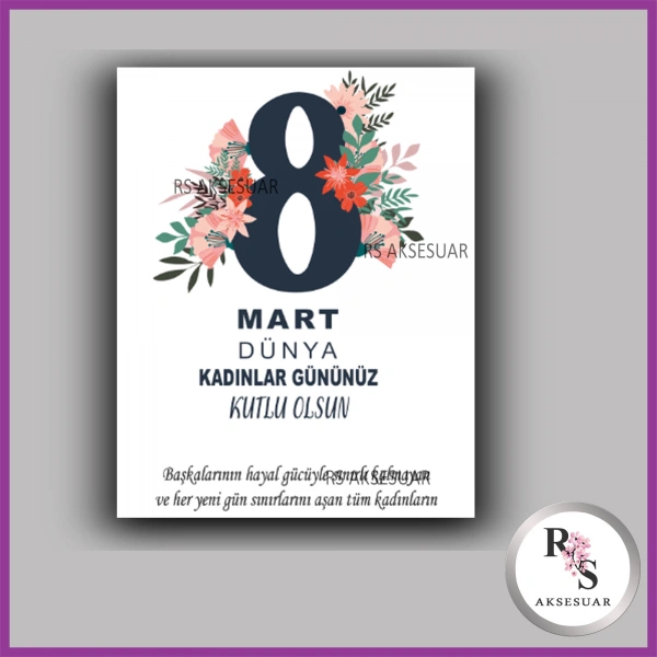 8 Mart Kadınlar Günü Hediyelik İsim Kartı - KH22