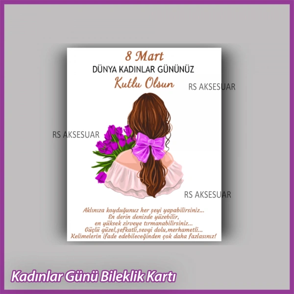 8 Mart Kadınlar Günü Hediyelik Küpe ve Bileklik Kartı - KH47