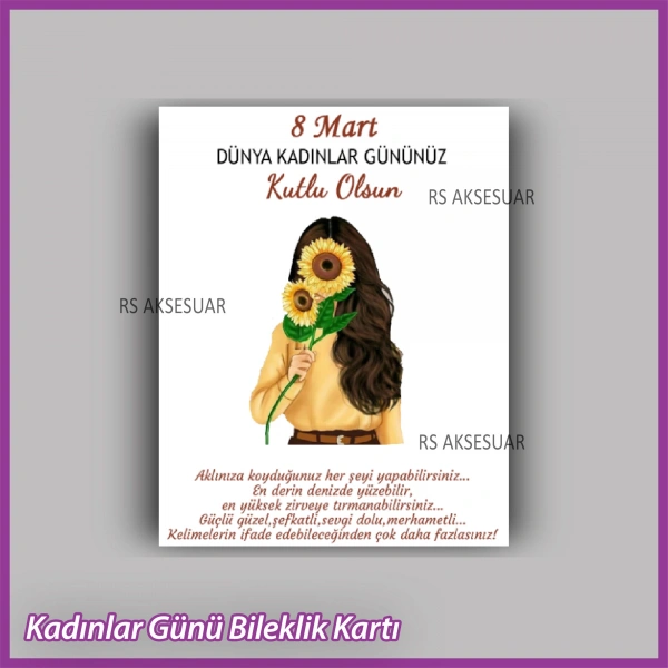 8 Mart Kadınlar Günü Hediyelik Küpe ve Bileklik Kartı - KH48
