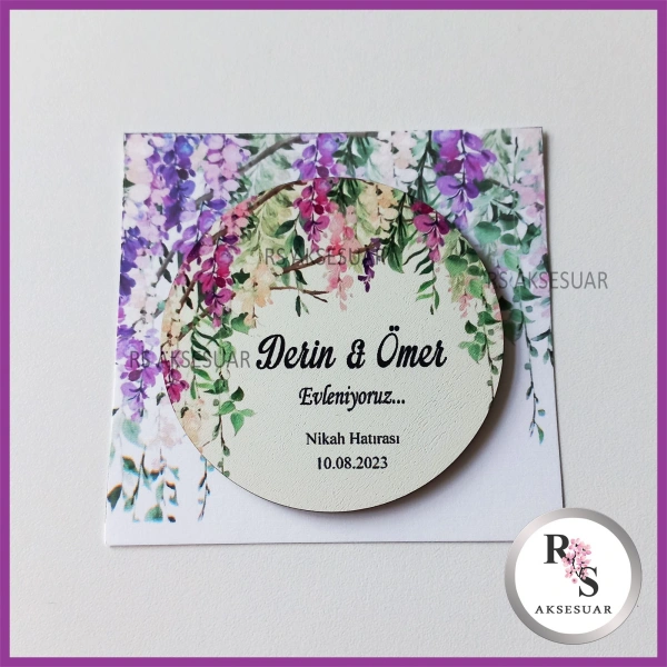 Ahşap Magnet Nikah Hediyeliği -