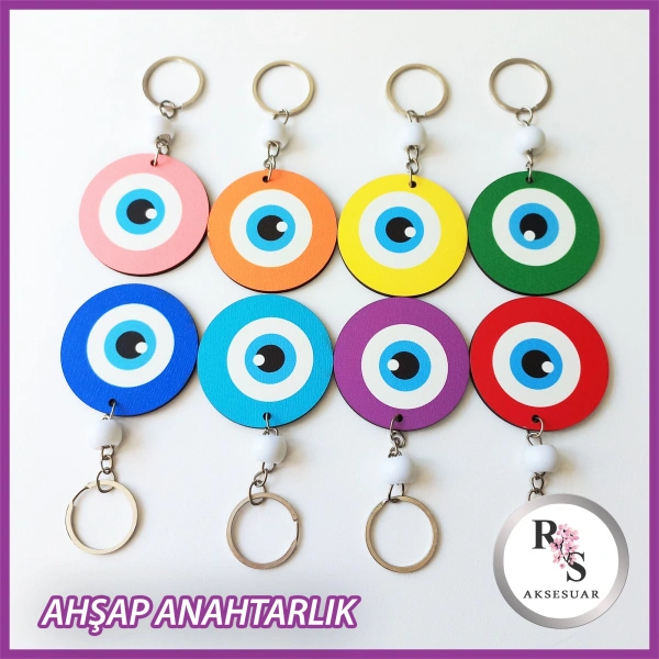 Ahşap Nazar Boncuğu Sünnet Anahtarlık -NB1