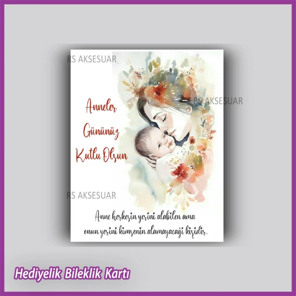 Anneler Günü Hediyelik Bileklik Kartı