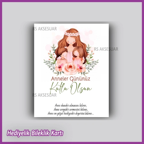 Anneler Günü Hediyelik Bileklik Kartı