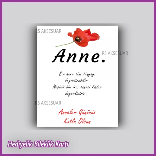 Anneler Günü Hediyelik Bileklik Kartı