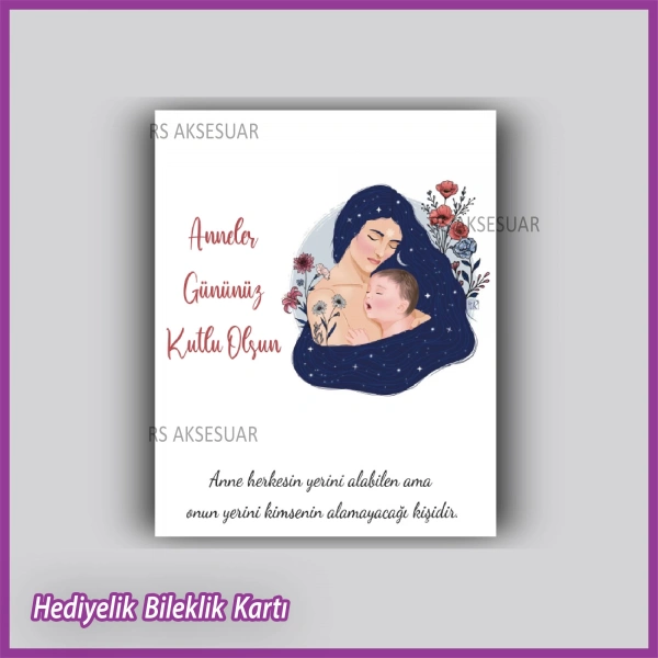 Anneler Günü Hediyelik Bileklik Kartı