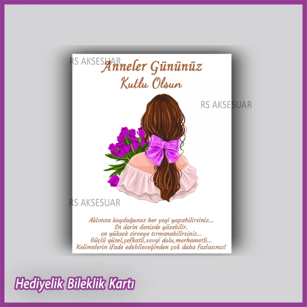 Anneler Günü Hediyelik Bileklik Kartı