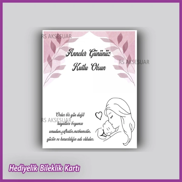 Anneler Günü Hediyelik Bileklik Kartı