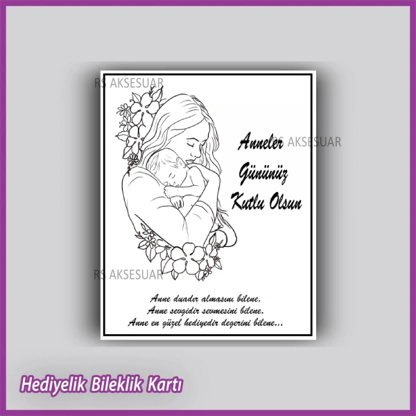 Anneler Günü Hediyelik Bileklik Kartı