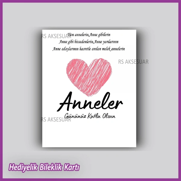 Anneler Günü Hediyelik Bileklik Kartı