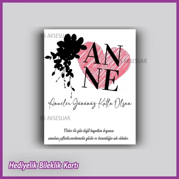 Anneler Günü Hediyelik Bileklik Kartı