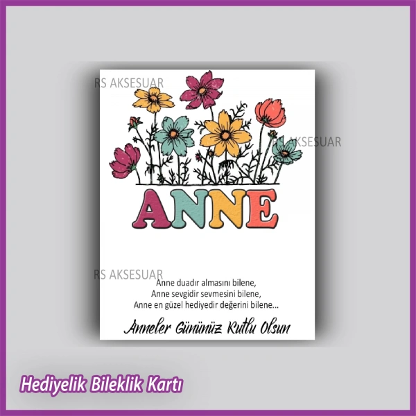 Anneler Günü Hediyelik Bileklik Kartı