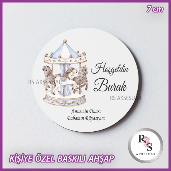 Atlı Karınca Baskılı Ahşap Bebek Hediyelik -uv27