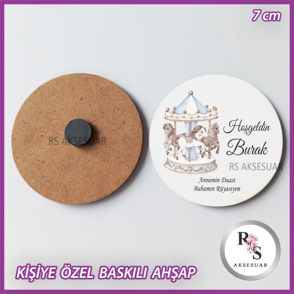 Atlı Karınca Baskılı Ahşap Bebek Hediyelik -uv27