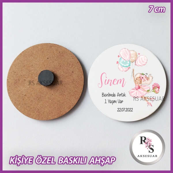 Balonlu Kız Baskılı Ahşap Bebek Hediyelik -uv28